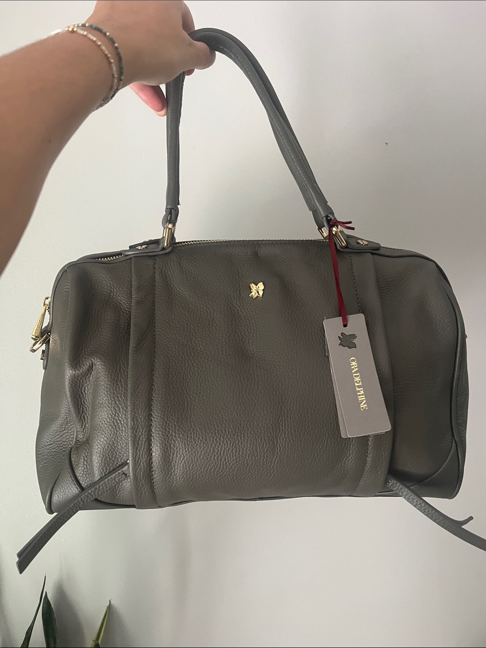 *BRAND NEW WITH TAGS*               Ora Delphine Gray Leather Bag